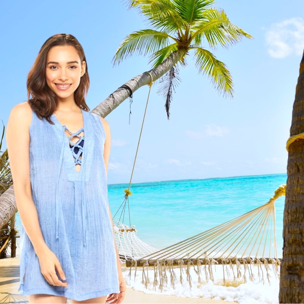 CLEARANCE ~ Portocruz Lace Up Tank Cover-up Dress
